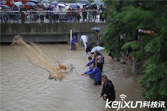 武漢暴雨沖來大魚 市民自帶漁網當街捕魚